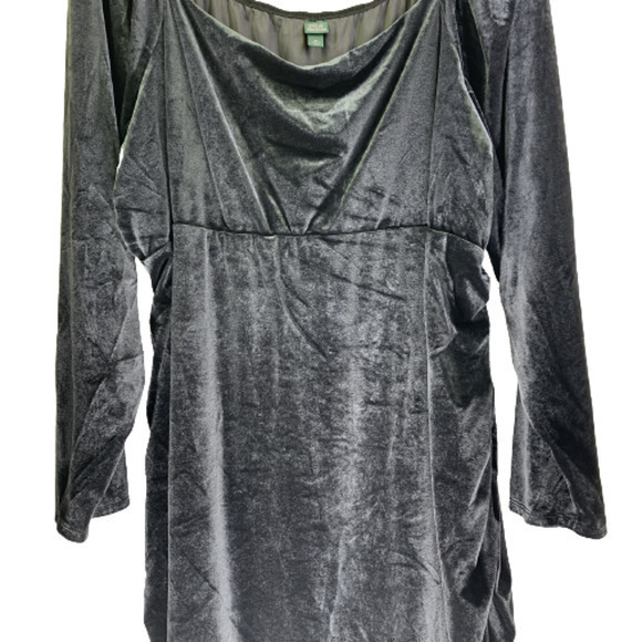WILD FABLE Dark Grey Velour Peasant Dress Plus Size - Picture 4 of 11